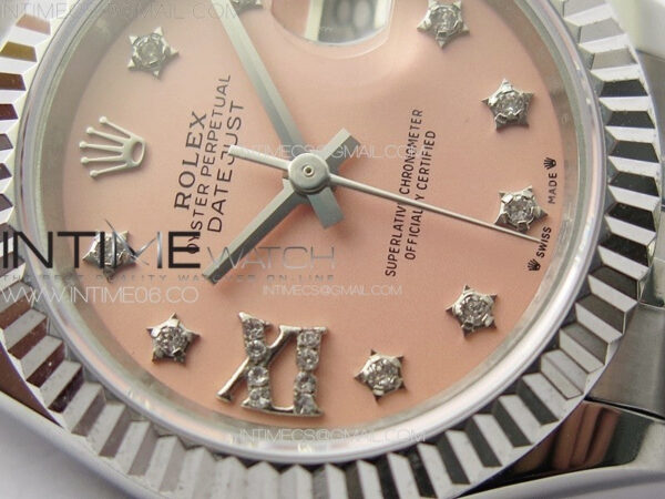 Datejust 28mm 279179 SS APSF Best Edition Pink Dial Stars Crystals Markers on SS Jubilee Bracelet NH05 - Image 6