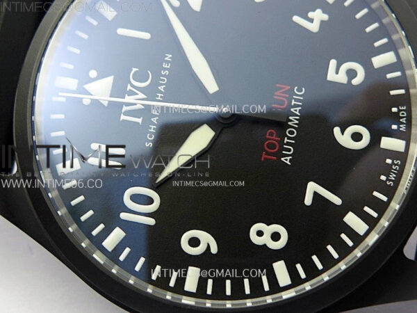 Big Pilot IW329801 Real Ceramic M+F 1:1 Best Edition Black Dial on Black Rubber Strap SEIKO 8N-24 - Image 6