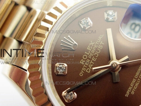 DateJust 28mm RG Diamond Bezel BP Best Edition Brown Dial on RG Bracelet ETA2671 - Image 7