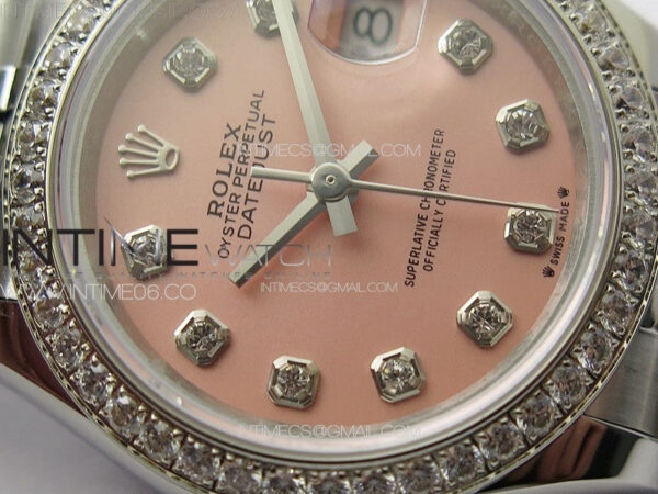 Datejust 28mm 279179 SS/Crystals APSF Best Edition Pink Dial Crystals Markers on SS Jubilee Bracelet NH05 - Image 6