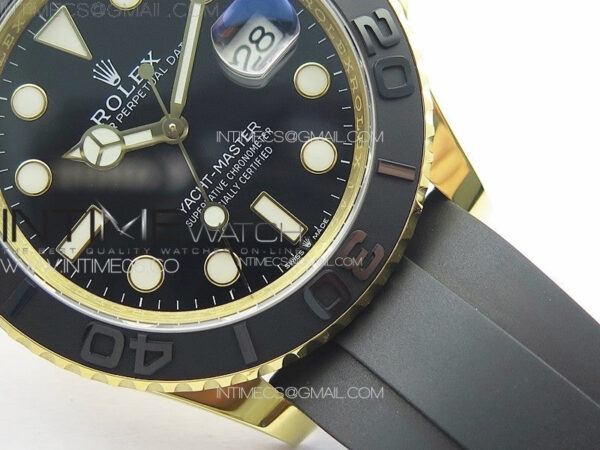 Yacht-Master 126655 YG 3EF 1:1 Best Edition 3D Black Ceramic Bezel on Black Rubber Strap VR3235 - Image 6