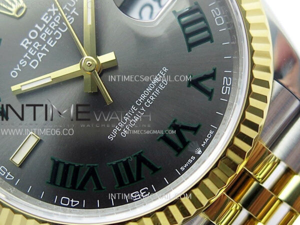 DateJust 36 SS 126233 904L SS/YG VSF 1:1 Best Edition Gray Dial Green Roman Markers on Jubilee Bracelet VS3235 - Image 5