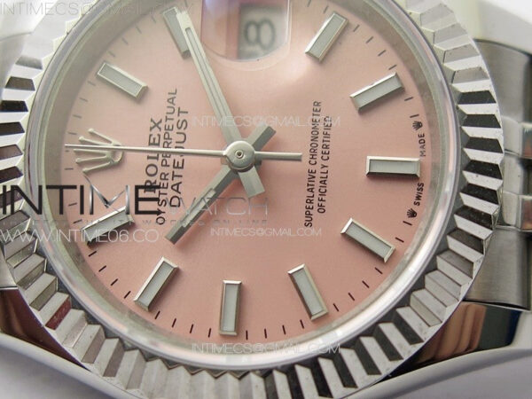 Datejust 28mm 279179 SS APSF Best Edition Pink Dial Sticks Markers on SS Jubilee Bracelet NH05 - Image 6