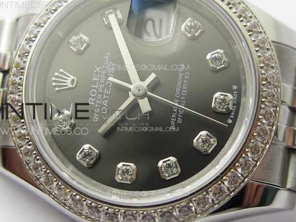 Datejust 28mm 279179 SS/Crystals APSF Best Edition Gray Dial Crystals Markers on SS Jubilee Bracelet NH05 - Image 6