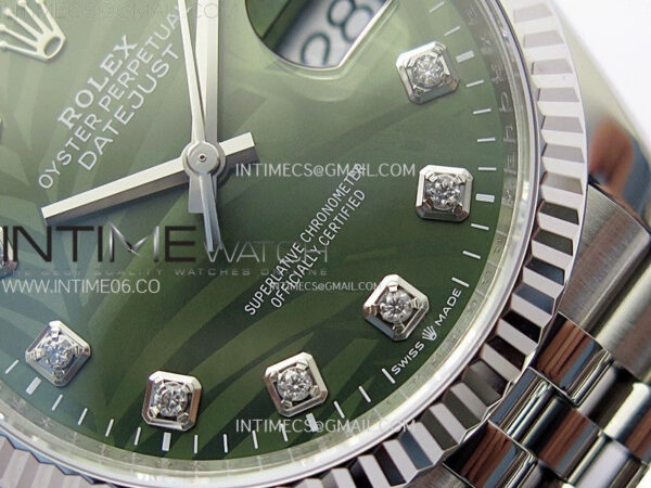DateJust 36 SS 126234 VSF 1:1 Best Edition 904L Steel Green Leaf Dial Diamonds Markers on Jubilee Bracelet VS3235 - Image 7