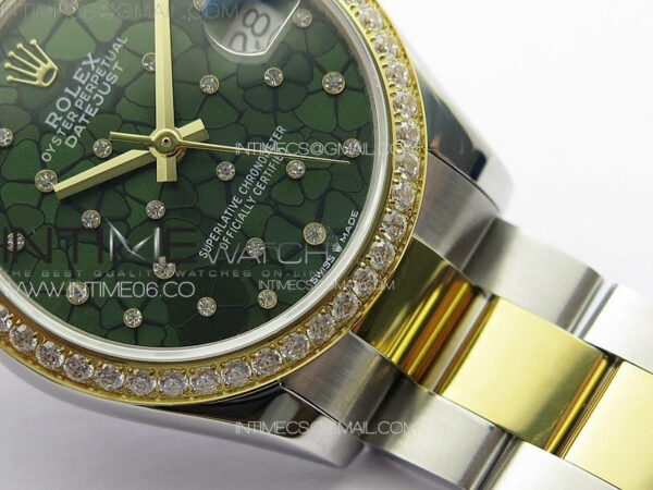 DateJust 31mm 72610 Crystals Bezel SS/YG APSF Best Edition Blue Flowers Crystals Dial on Oyster Bracelet A2824 - Image 6