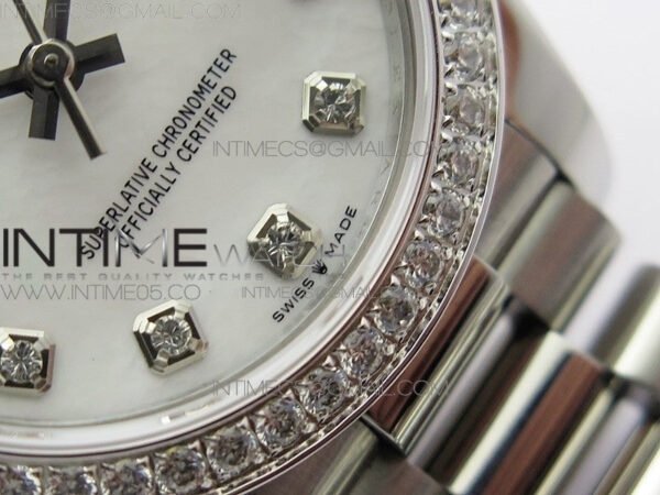 Datejust 31mm 278275 SS Crystal bezel BP Best Edition White Mop Dial(@6 Crystal Marker) on SS President Bracelet - Image 6