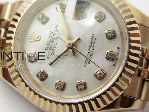 Datejust 28mm 279179 RG APSF Best Edition White MOP Dial Crystals Markers on SS Jubilee Bracelet NH05 - Image 6