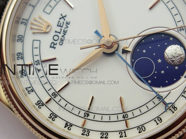 Cellini 50535 Moonphase RG GMF Best Edition White Dial on Brown Leather Strap A3195 - Image 6