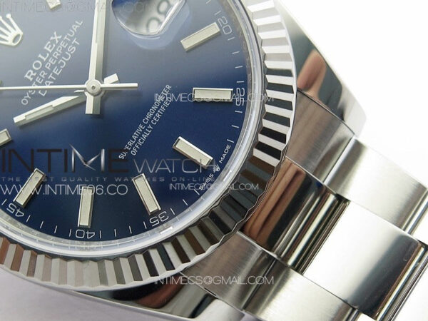 DateJust 41 126334 Clean 1:1 Best Edition 904L Steel Blue Stick Dial on Oyster Bracelet VR3235 - Image 6