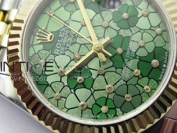 DateJust 31mm 278274 904L SS/YG GMF Best Edition Green Flowers Crystals Dial on 904L SS/YG Jubilee Bracelet A2824 - Image 6