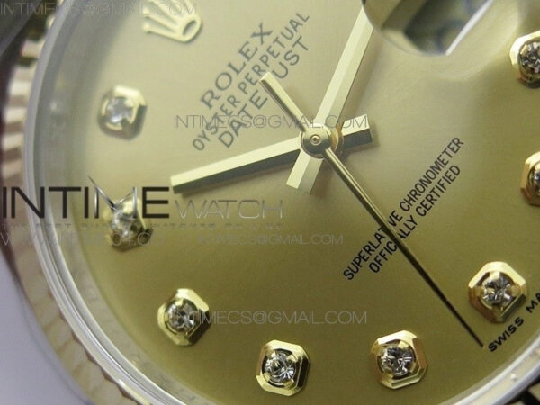 DateJust 36 SS/YG 116233 ARF 1:1 Best Edition 904L Steel Gold Dial Diamonds Markers on Jubilee Bracelet SH3135 V2 - Image 6