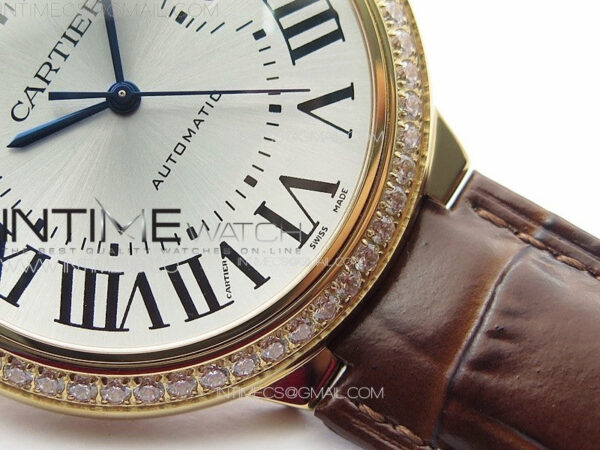 Ballon White 42mm Double Diamonds Bezel RG K3F 1:1 Best Edition White Texture Dial on Black Leather Strap A2824 - Image 6