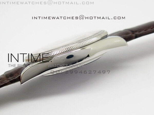 Cellini 50509 BP Maker SS Crystal Bezel Sliver Dial on Brown Leather Strap - Image 6
