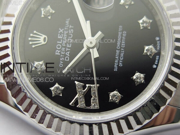 Datejust 28mm 279179 SS APSF Best Edition Black Dial Stars Crystals Markers on SS Jubilee Bracelet NH05 - Image 6