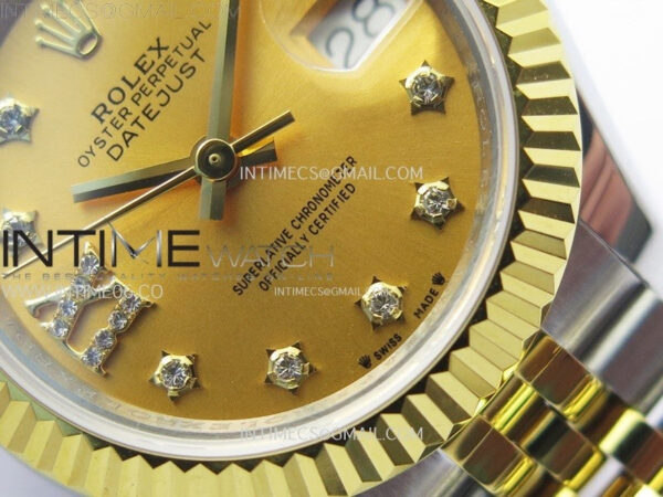 Datejust 28mm 279173 SS/YG APSF Best Edition Gold Dial Star Crystals Markers on Jubilee Bracelet NH05 - Image 5