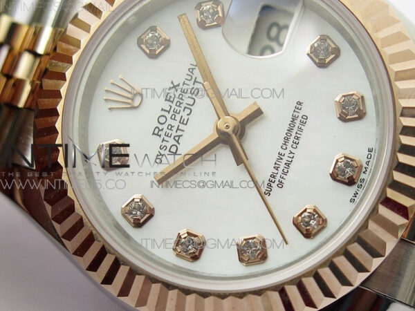Datejust 28mm 279173 SS/RG BP Best Edition White MOP Crystal Markers Dial on SS/RG Jubilee Bracelet ETA2671 - Image 7