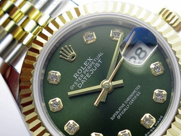 Datejust 28mm 279173 SS/YG BP Best Edition Green Crystals Markers Dial on SS/YG Jubilee Bracelet ETA2671 - Image 6
