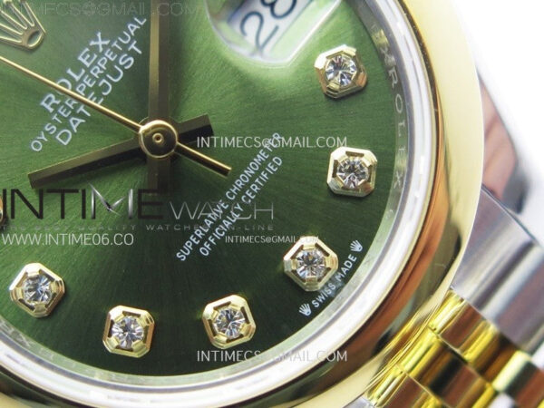 Datejust 28mm 279173 Smooth Bezel SS/YG APSF Best Edition Green Dial Crystals Markers on Jubilee Bracelet NH05 - Image 6