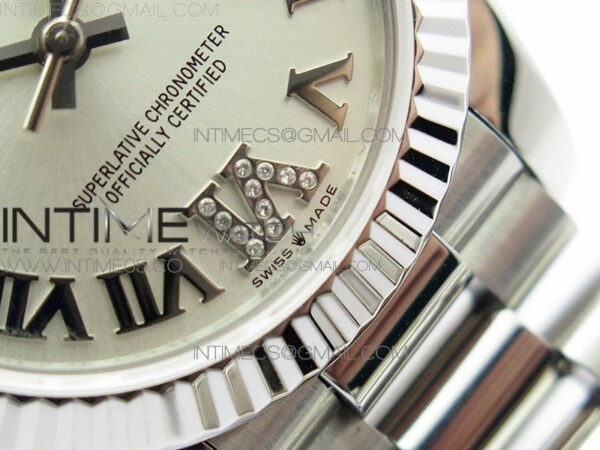 Datejust 31mm 278275 SS BP Best Edition Silver Roman Markers Dial(@6 Crystal Makrer) on SS President Bracelet - Image 5