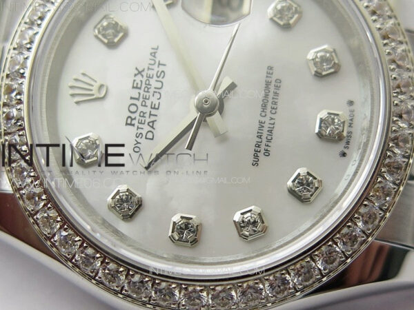 Datejust 28mm 279179 SS/Crystals APSF Best Edition White MOP Dial Crystals Markers on SS Jubilee Bracelet NH05 - Image 6