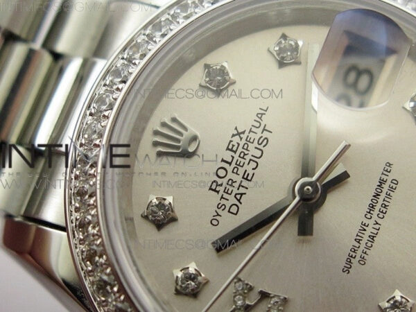 DateJust 28mm SS Diamond Bezel BP Best Edition Silver Dial on SS Bracelet ETA2671 - Image 6