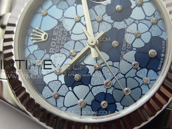 DateJust 31mm 278274 904L SS GMF Best Edition Blue Flowers Crystals Dial on 904L Jubilee Bracelet A2824 - Image 7