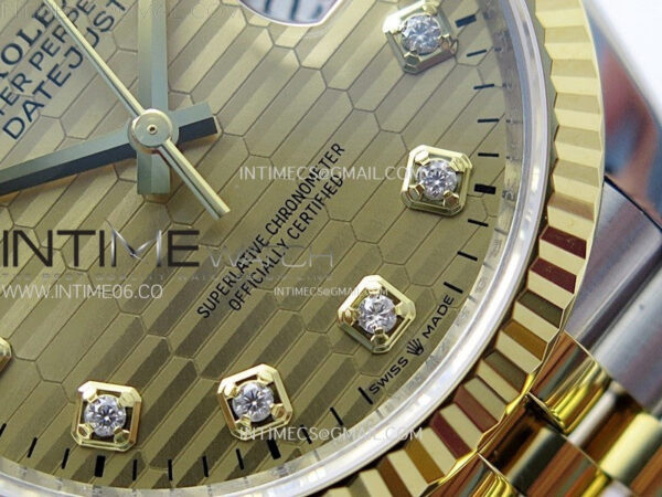 DateJust 36 SS 126233 904L SS/YG VSF 1:1 Best Edition Gold Fluted Dial Diamonds Markers on Jubilee Bracelet VS3235 - Image 6