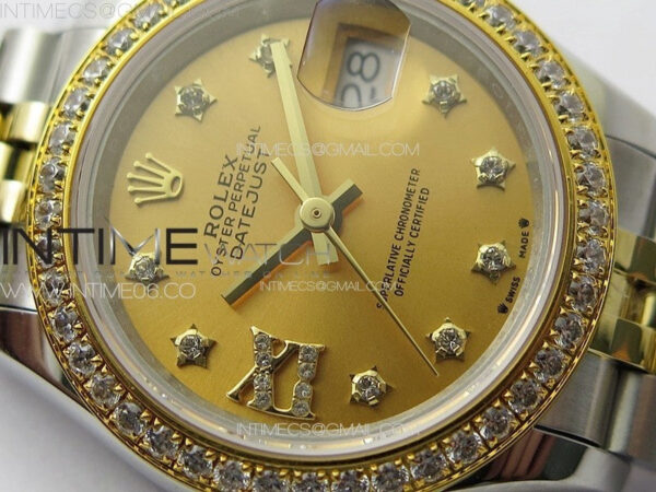 Datejust 28mm 279179 SS/YG APSF Best Edition Gold Dial Stars Crystals Markers on SS/YG Jubilee Bracelet NH05 - Image 6