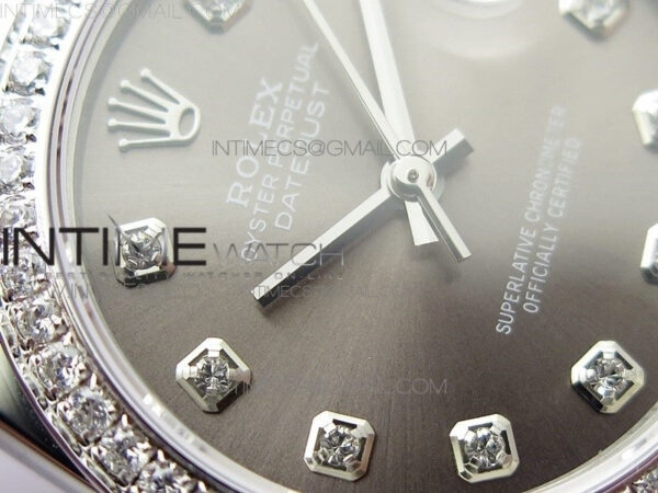 Datejust 31mm 278275 SS Crystal bezel BP Best Edition Gray Dial(@6 Crystal Marker) on SS President Bracelet - Image 6
