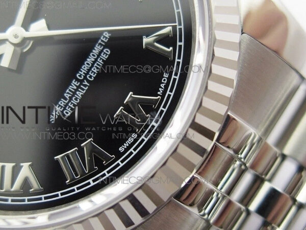 DateJust 36 116234 SS V2 904L ARF 1:1 Best Edition Black Dial Roman Markers on 904L SS Jubilee Bracelet SH3135 - Image 6