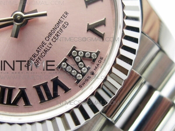 Datejust 31mm 278275 SS BP Best Edition Pink Roman Markers Dial(@6 Crystal Makrer) on SS President Bracelet - Image 6