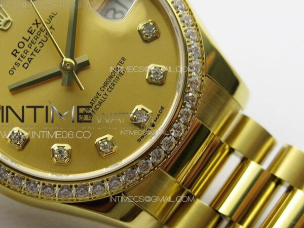 DateJust 31mm 178271 YG APSF Best Edition YG Dial Crystal Markers on President Bracelet A2824 - Image 6