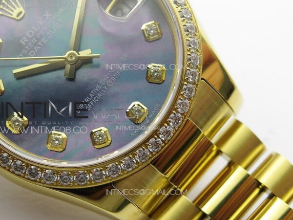 DateJust 31mm 178271 YG APSF Best Edition Blue MOP Dial Crystal Markers on President Bracelet A2824 - Image 7