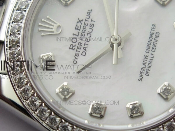 Datejust 31mm 278275 SS Crystal bezel BP Best Edition White Mop Dial(@6 Crystal Marker) on SS President Bracelet - Image 7