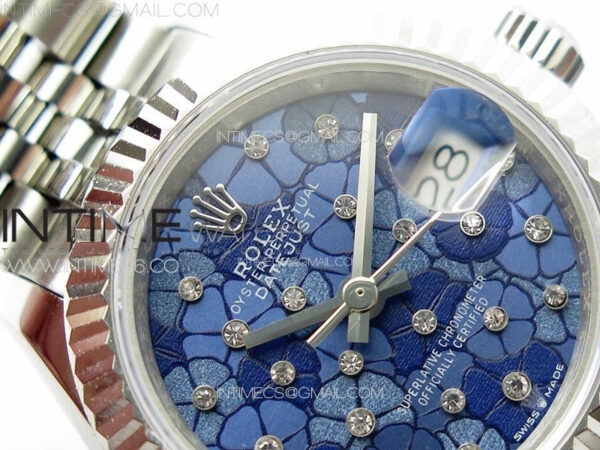 Datejust 28mm 279179 SS APSF Best Edition Blue Flowers Dial on SS Jubilee Bracelet NH05 - Image 7
