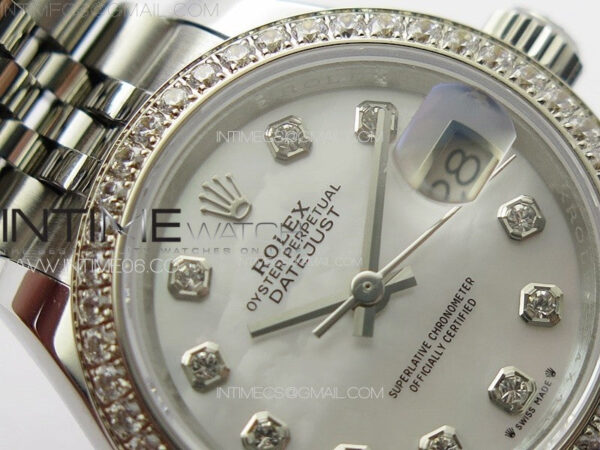 Datejust 28mm 279179 SS/Crystals APSF Best Edition White MOP Dial Crystals Markers on SS Jubilee Bracelet NH05 - Image 7