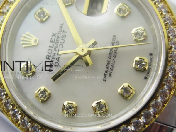 Datejust 28mm 279173 Crystals Bezel SS/YG APSF Best Edition Green Dial Crystals Markers on Jubilee Bracelet NH05 - Image 7