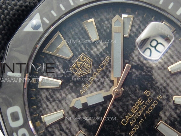 Aquaracer Calibre 5 PVD 41mm TARF 1:1 Best Edition Carbon/RG Dial on Black Nylon Strap SW200 - Image 7