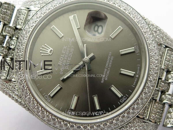 DateJust 41 126334 Full Paved Diamonds BP Best Edition Rhodium Dial Stick Markers on Jubilee Bracelet A2824 - Image 6