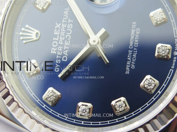 DateJust 36 SS 126234 VSF 1:1 Best Edition 904L Steel Blue Dial Diamonds Markers on Jubilee Bracelet VS3235 - Image 8