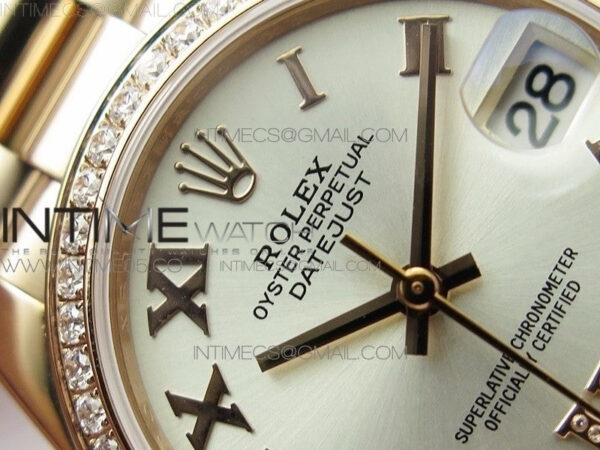 Datejust 31mm 278275 RG Dia Bezel BP Best Edition Silver Roman Markers Dial @6 Dia on RG President Bracelet - Image 7