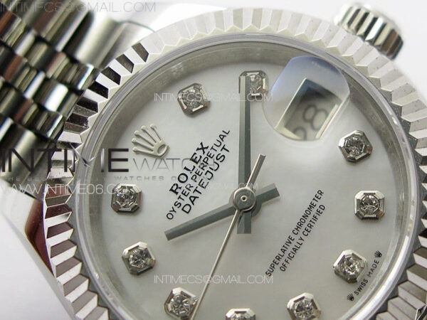 Datejust 28mm 279179 SS APSF Best Edition Silver Dial Crystals Markers on SS Jubilee Bracelet NH05 - Image 7
