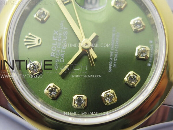 Datejust 28mm 279173 Smooth Bezel SS/YG APSF Best Edition Green Dial Crystals Markers on Jubilee Bracelet NH05 - Image 7