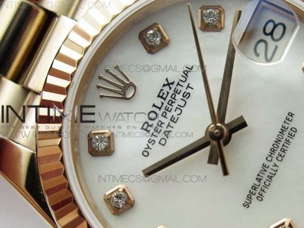 Datejust 31mm 278275 RG BP Best Edition White Crystal Markers Dial on RG President Bracelet - Image 7