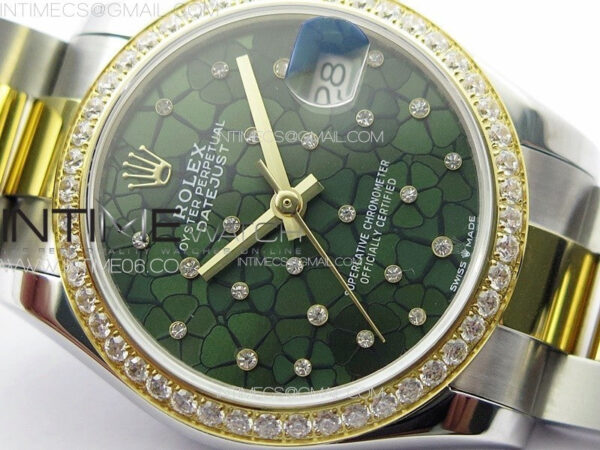 DateJust 31mm 72610 Crystals Bezel SS/YG APSF Best Edition Blue Flowers Crystals Dial on Oyster Bracelet A2824 - Image 7