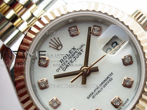 Datejust 28mm 279173 SS/RG BP Best Edition White MOP Crystal Markers Dial on SS/RG Jubilee Bracelet ETA2671 - Image 6