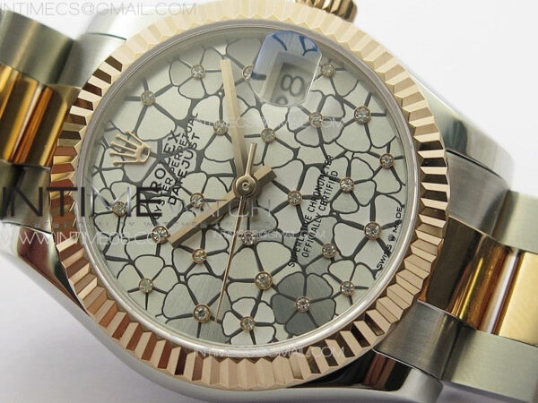 DateJust 31mm 72610 SS/RG APSF Best Edition Blue Flowers Crystals Dial on Oyster Bracelet A2824 - Image 7