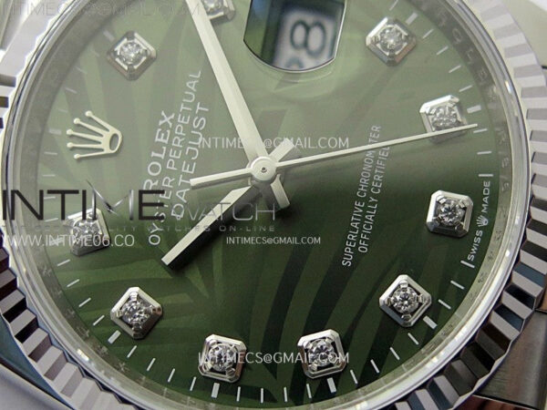 DateJust 36 SS 126234 VSF 1:1 Best Edition 904L Steel Green Leaf Dial Diamonds Markers on Jubilee Bracelet VS3235 - Image 6