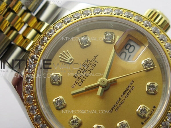 Datejust 28mm 279179 SS/YG APSF Best Edition Gold Dial Crystals Markers on SS/YG Jubilee Bracelet NH05 - Image 7